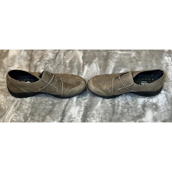 Clarks Womens Size 7M Wave Walk Brown Leather Slip On Loafers Comfort Shoes - Picture 11 of 12